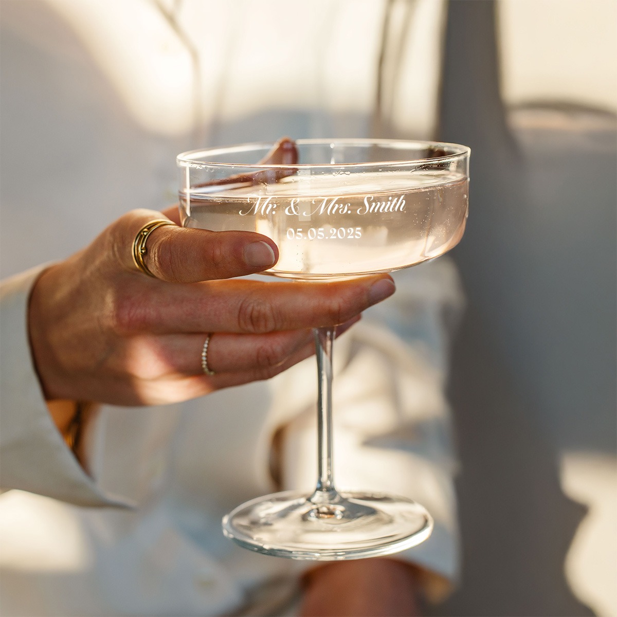 Image of Personalised Wide Champagne Glass