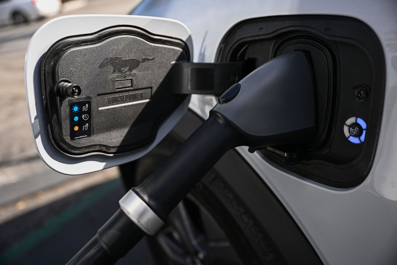 Electric Ford Mustang charging