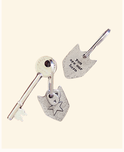 'You Are My/Our Hero' Star Medal Keyring