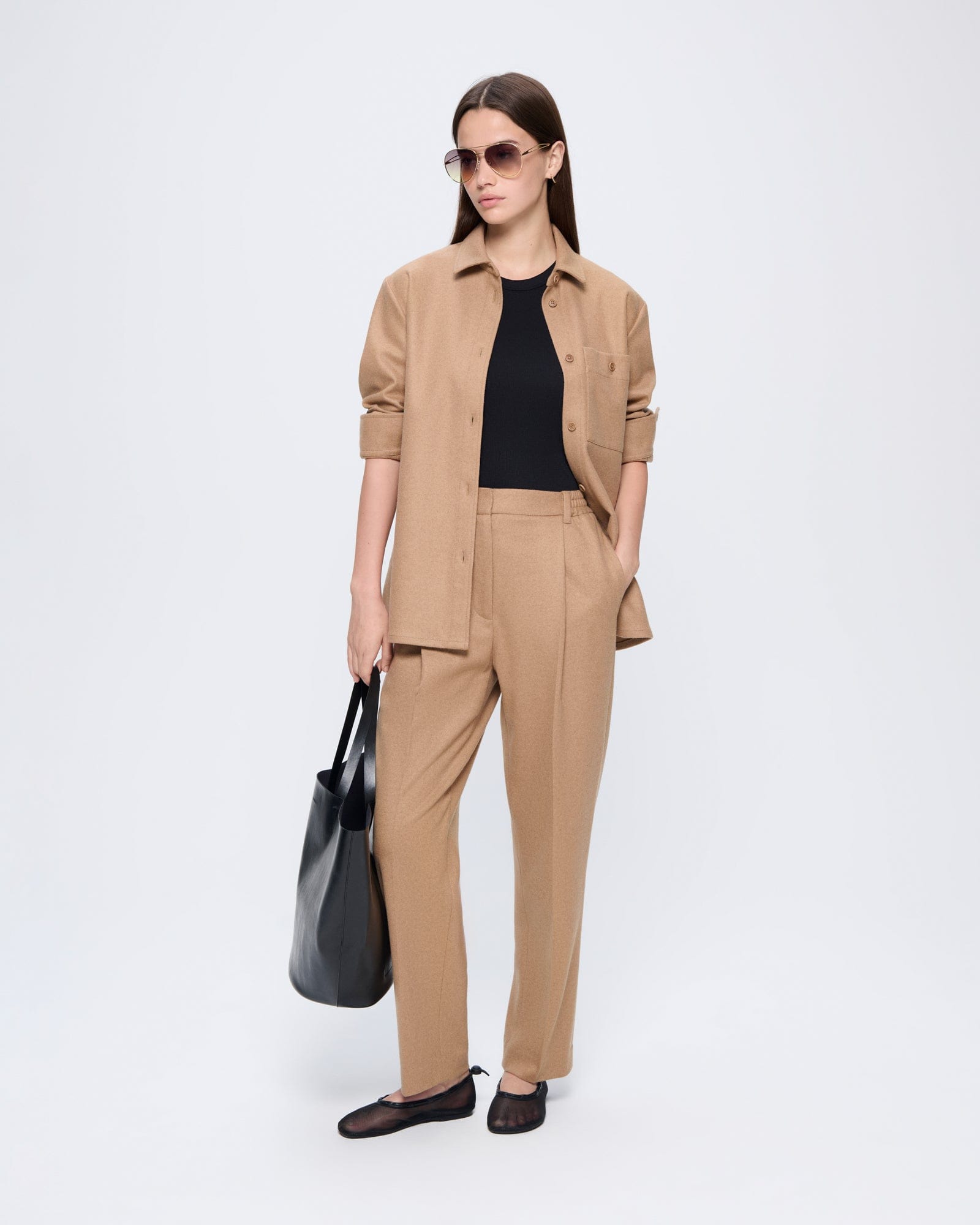 Image of Womens Recycled Wool Trousers—Desert Camel