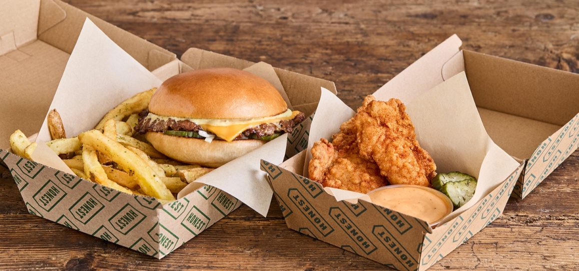 Burger delivery in boxes