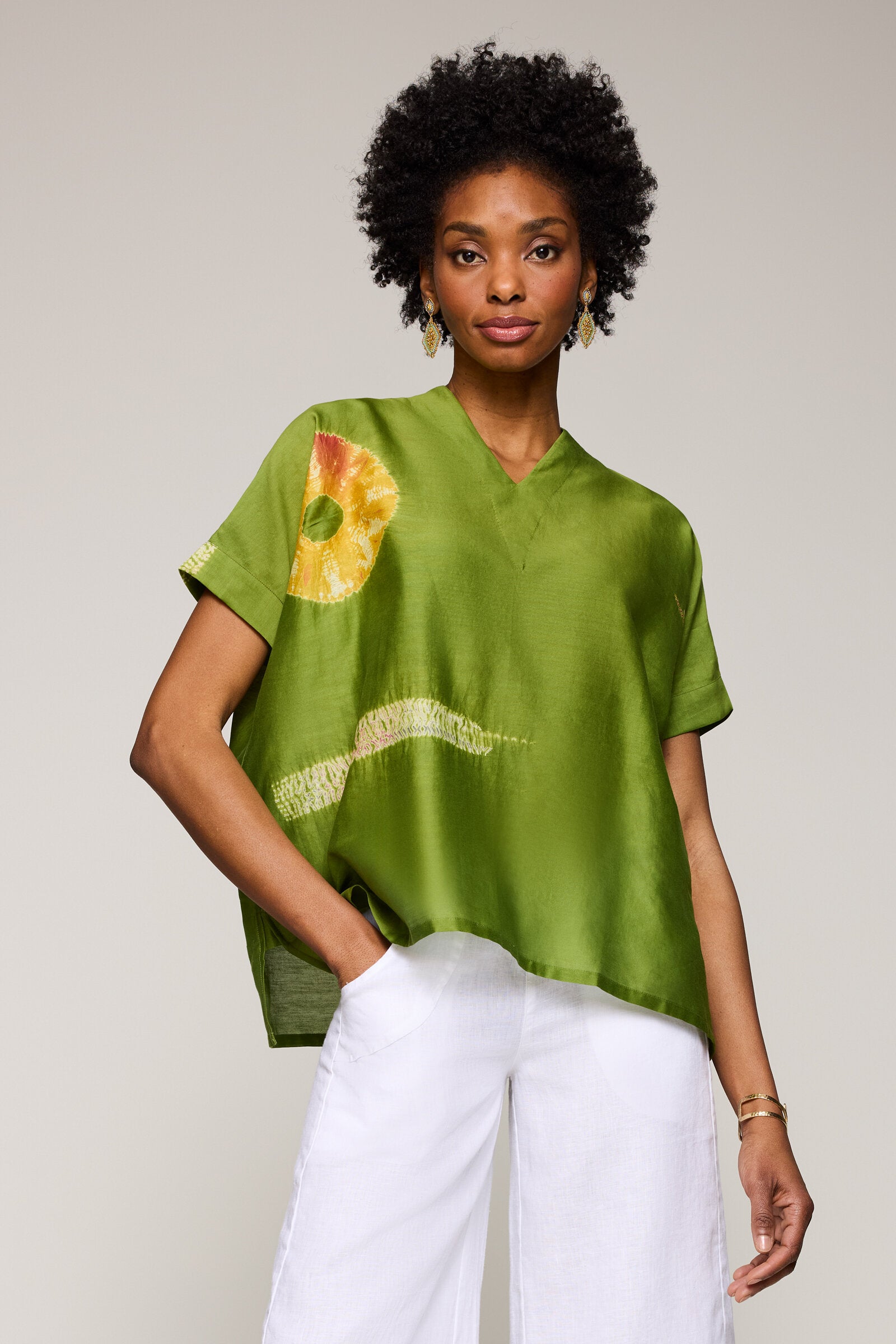 Image of Silk Alessia Top - Lime Green