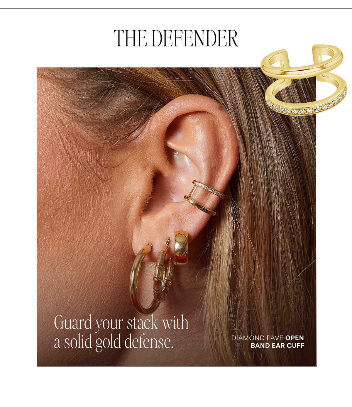 Diamond Pave Open Band Ear Cuff