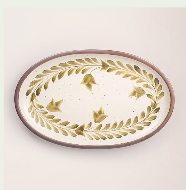 Hand Painted Large Oval Platter, Tulip Crown
