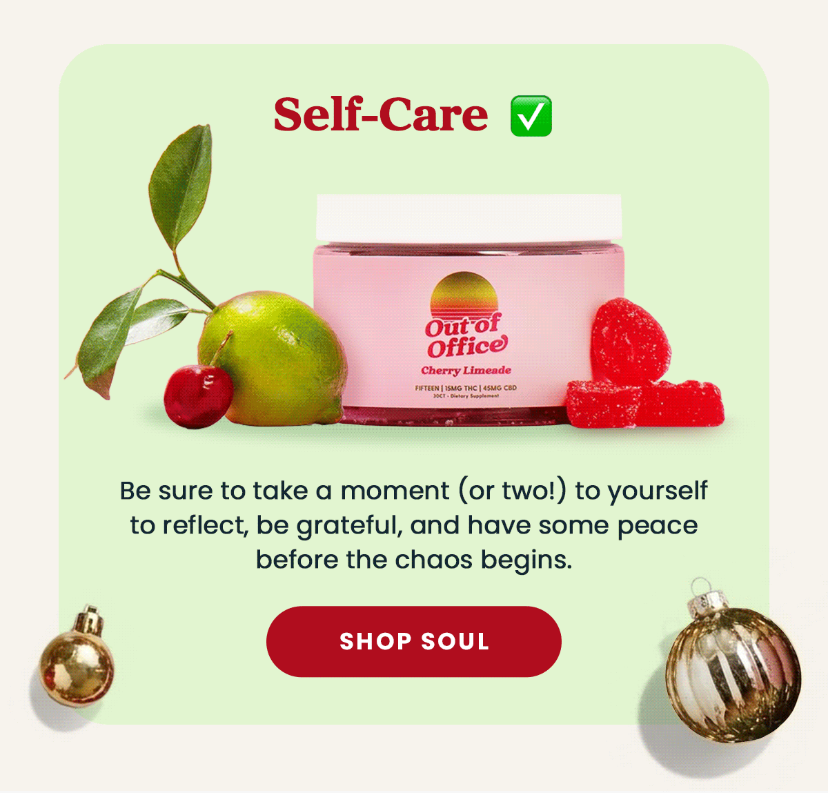 Self-care | Be sure to take a moment (or two!) to yourself to reflect, be grateful, and have some peace before the chaos begins. | Shop Soul 