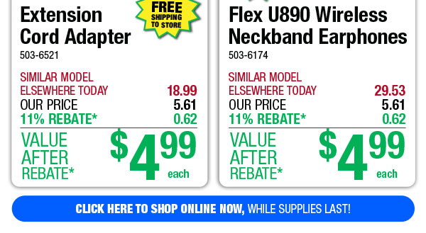 Flex U890 Wireless Neckband Earphones - ONLY $4.99 After Rebate*!