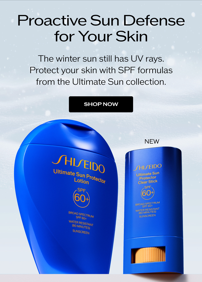 The winter sun still has UV rays. Protect your skin with SPF formulas from the Ultimate Sun collection.