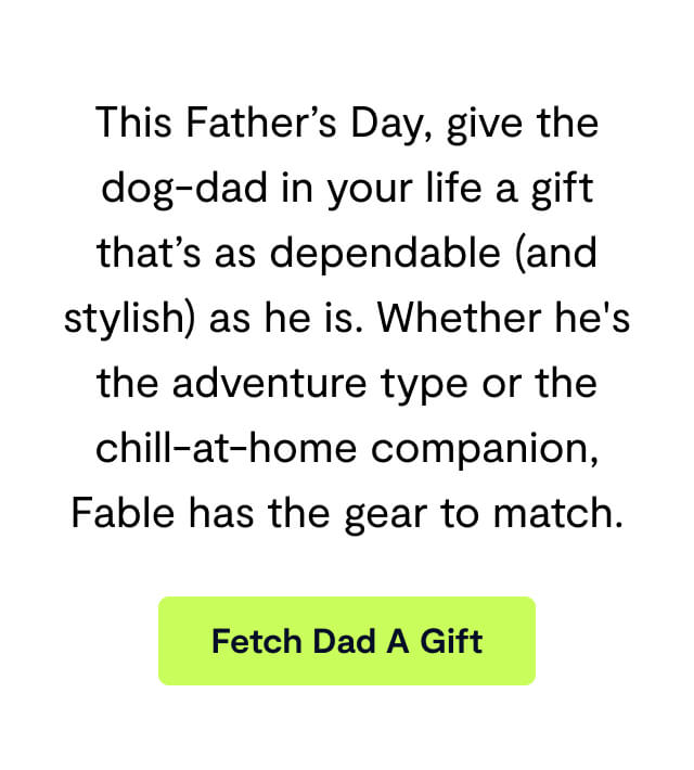 This Father’s Day, give the dog-dad in your life a gift that’s as dependable (and stylish) as he is. Whether he's the adventure type or the chill-at-home companion, Fable has the gear to match.