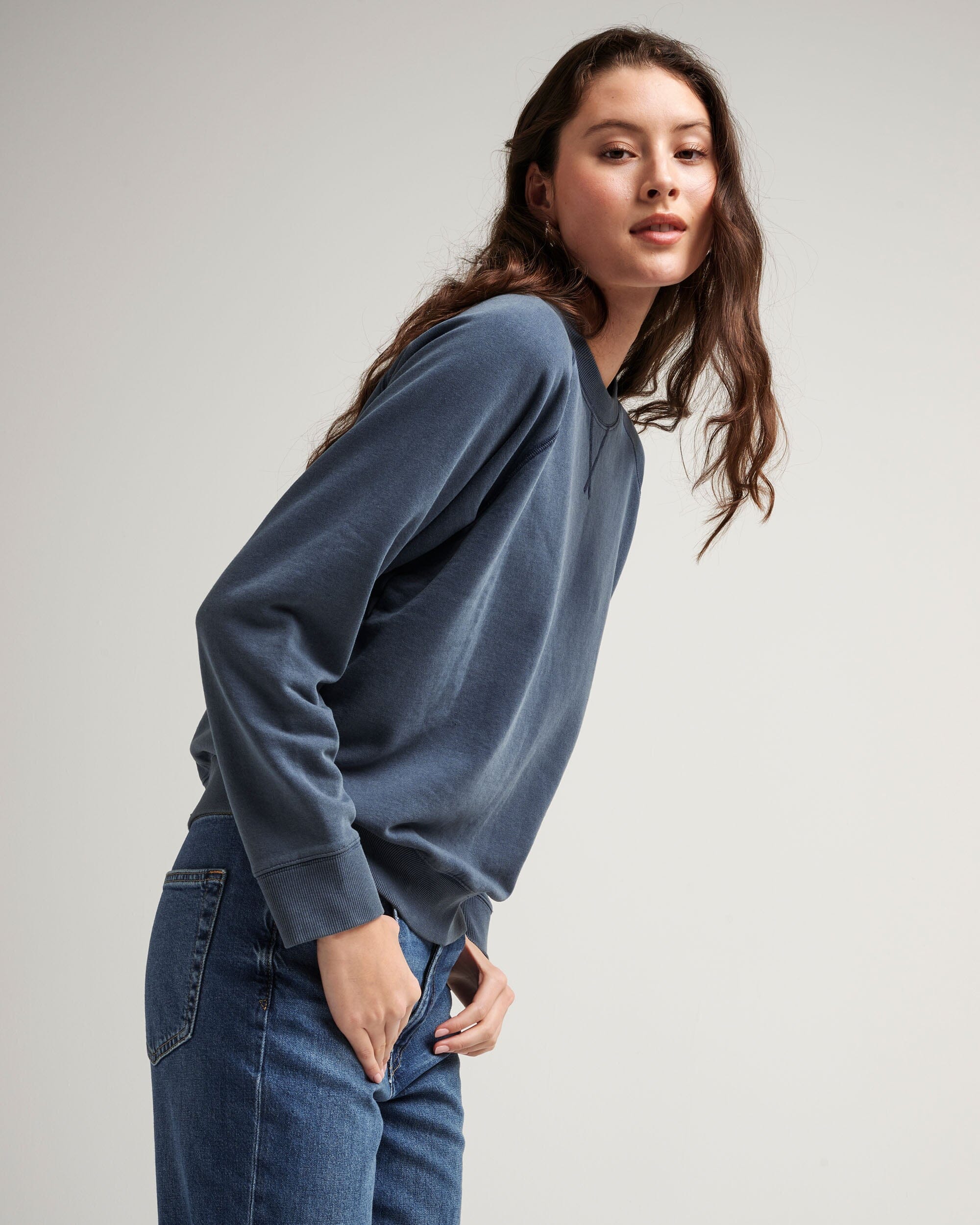 Image of Womens Recycled Fleece Sweatshirt - Recycled Fleece - Mineral Moonlit Ocean