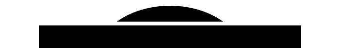 White semicircle resting on top of a white-outlined rectangle, all set against a black background.