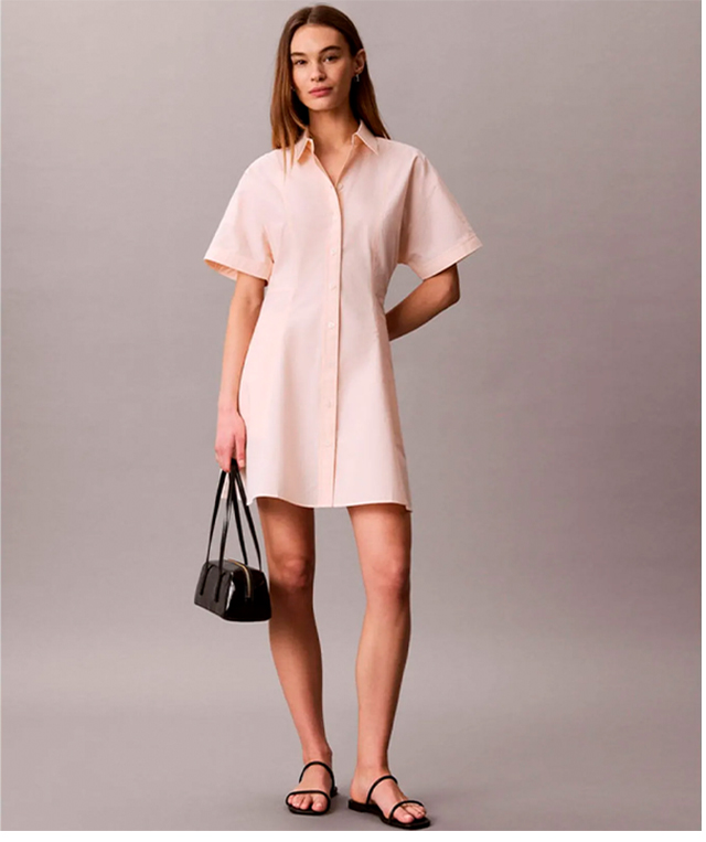 Vestido Calvin Klein Cotton Poplin Mini Mujer Rosa