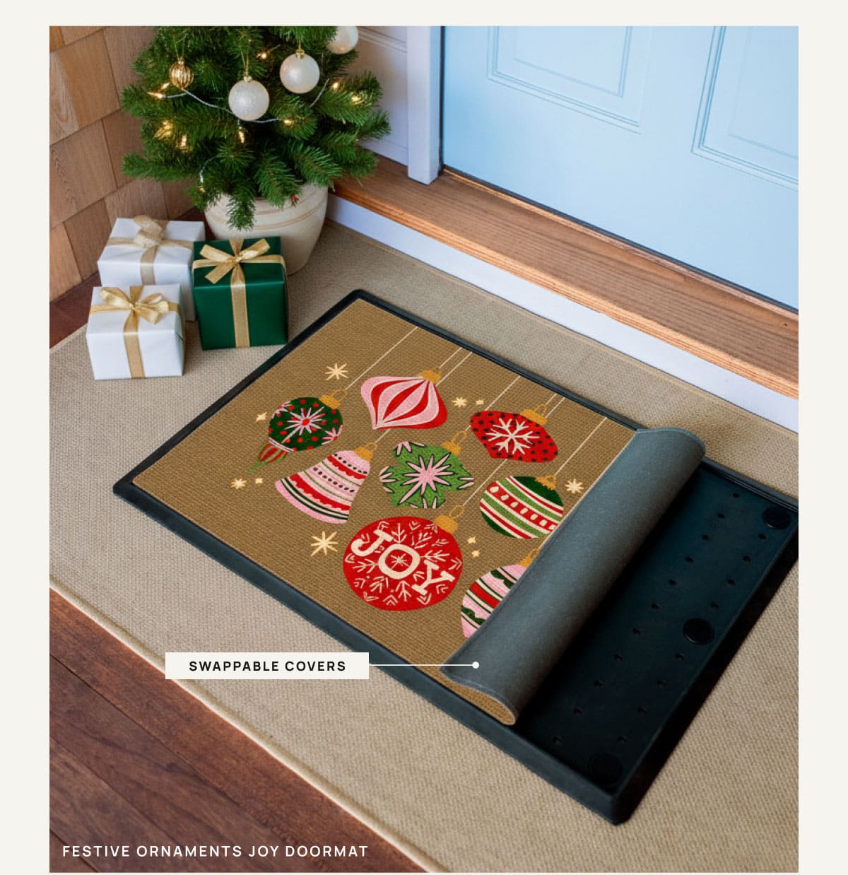 Festive Ornaments Joy Doormat