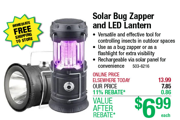 Solar Bug Zapper and LED Lantern - ONLY $6.99 After Rebate*!