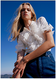 White Short Sleeve Luxe Knit Pullover With Center Pleated Ruffle