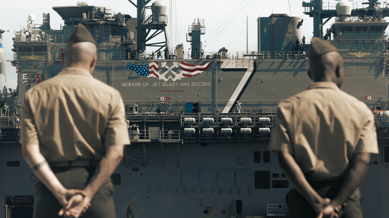 Iwo Jima Amphibious Ready Group, prepare to depart for deployment during a man the rails ceremony.