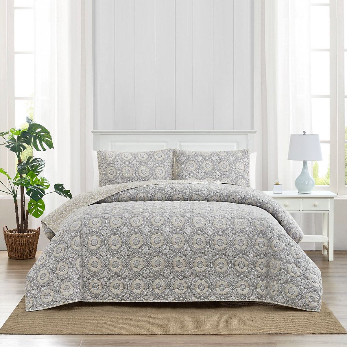Caro Home 3-Piece Cotton Quilt Set, Belize