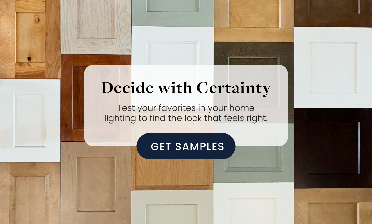 Collage of various sample door colors and styles