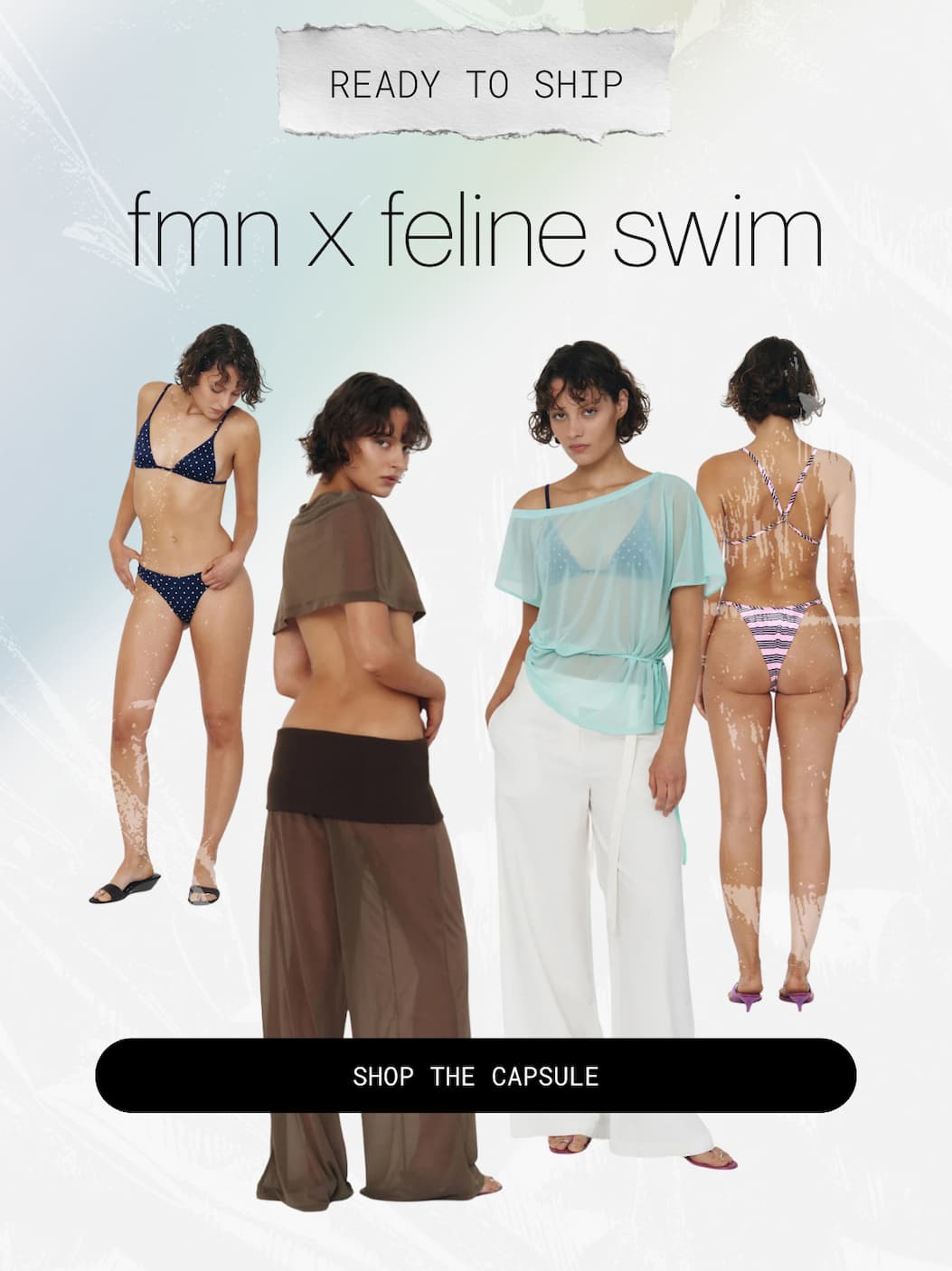 ready to ship | fmn x feline swim | shop the capsule