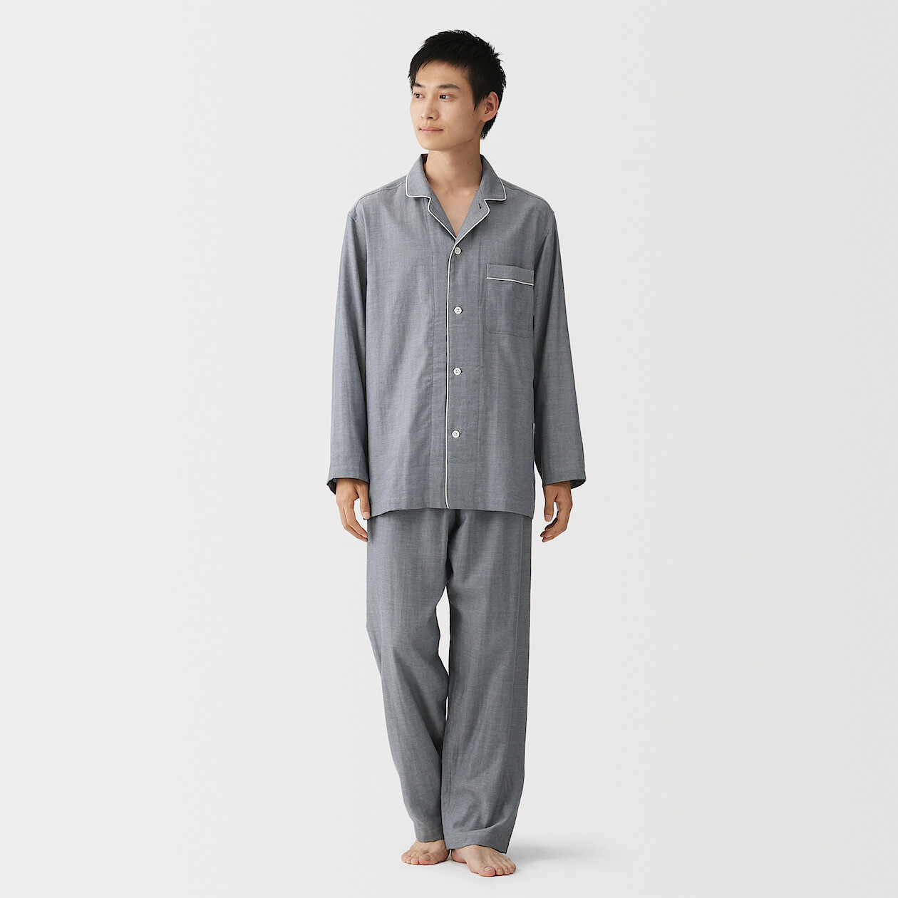 Image of Men's Double Gauze Long Sleeve Pyjama Set