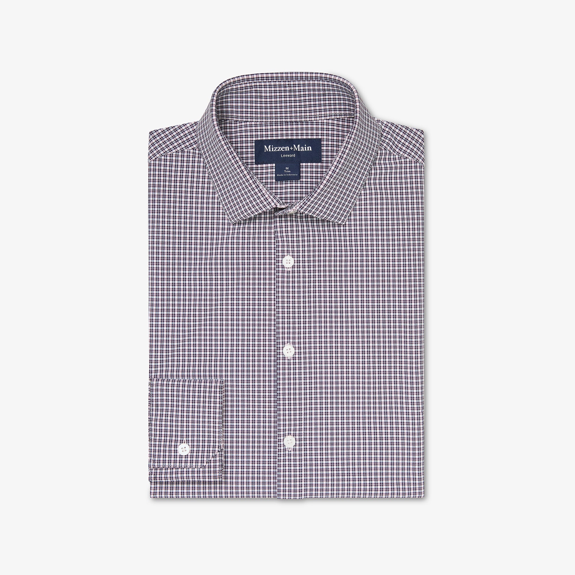 Image of Eggplant Winston Check Leeward Long Sleeve Dress Shirt