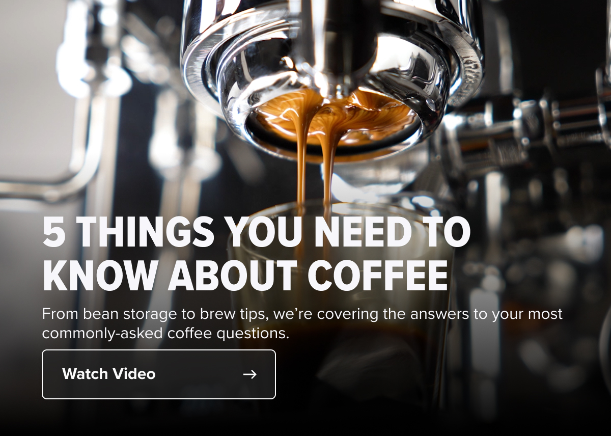 5 THINGS YOU NEED TO KNOW ABOUT COFFEE From bean storage to brew tips, we’re covering the answers to your most commonly-asked coffee questions.&nbsp; Watch Video