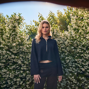 Women's Half Zip Cotton Blend Sweatshirt