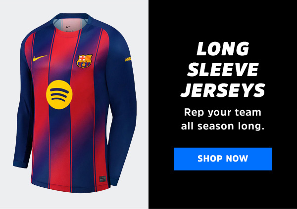 Long Sleeve Jerseys: Rep your team all season long. CTA: Shop now