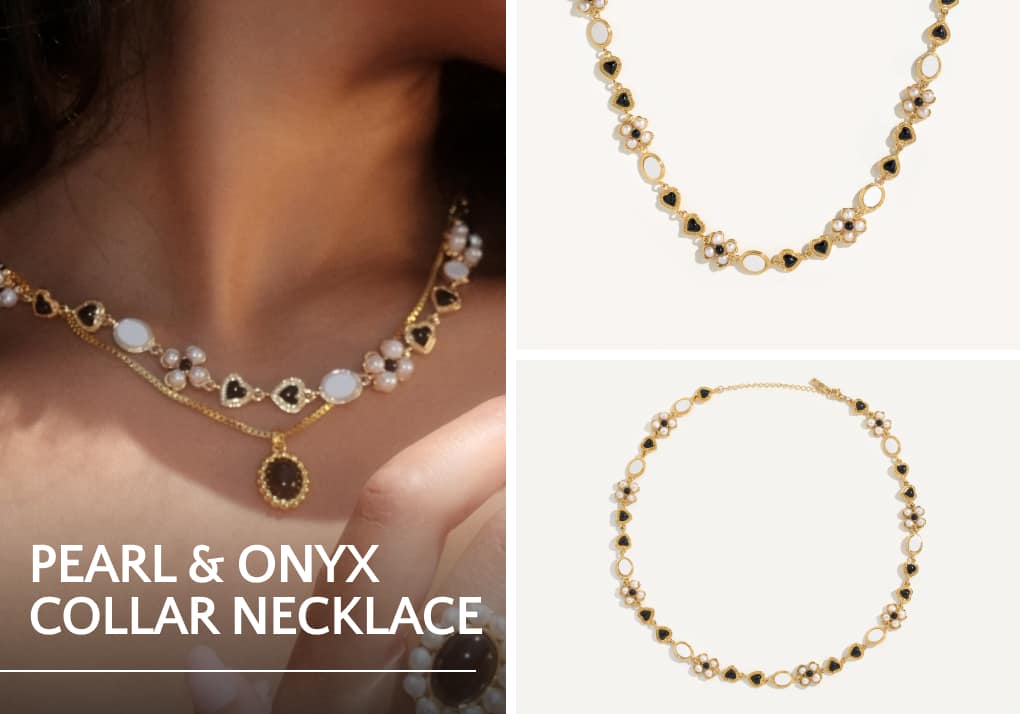 Pearl &amp;amp;amp; Onyx Collar Necklace