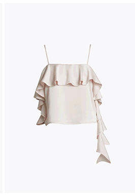 Asymmetrical Ruffle Satin Crepe Cami Top