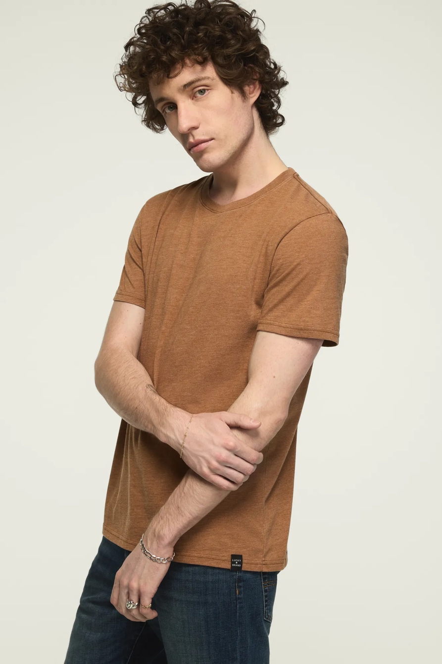 Image of Lucky Brand Venice Burnout Crew Neck Tee - Men's Clothing Tops Shirts Tee Graphic T Shirts in Dusty Turquoise