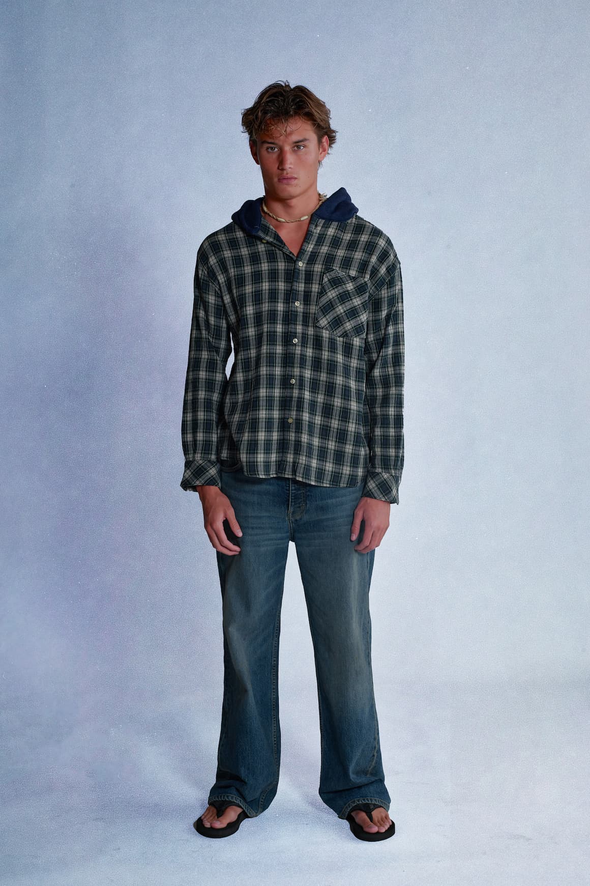 erl hooded plaid shirt