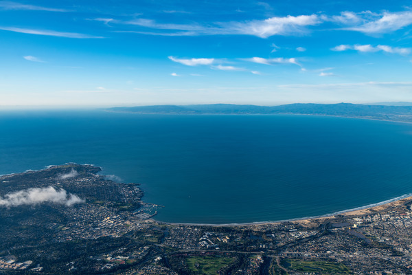 An aerial view of Monterey Bay, California