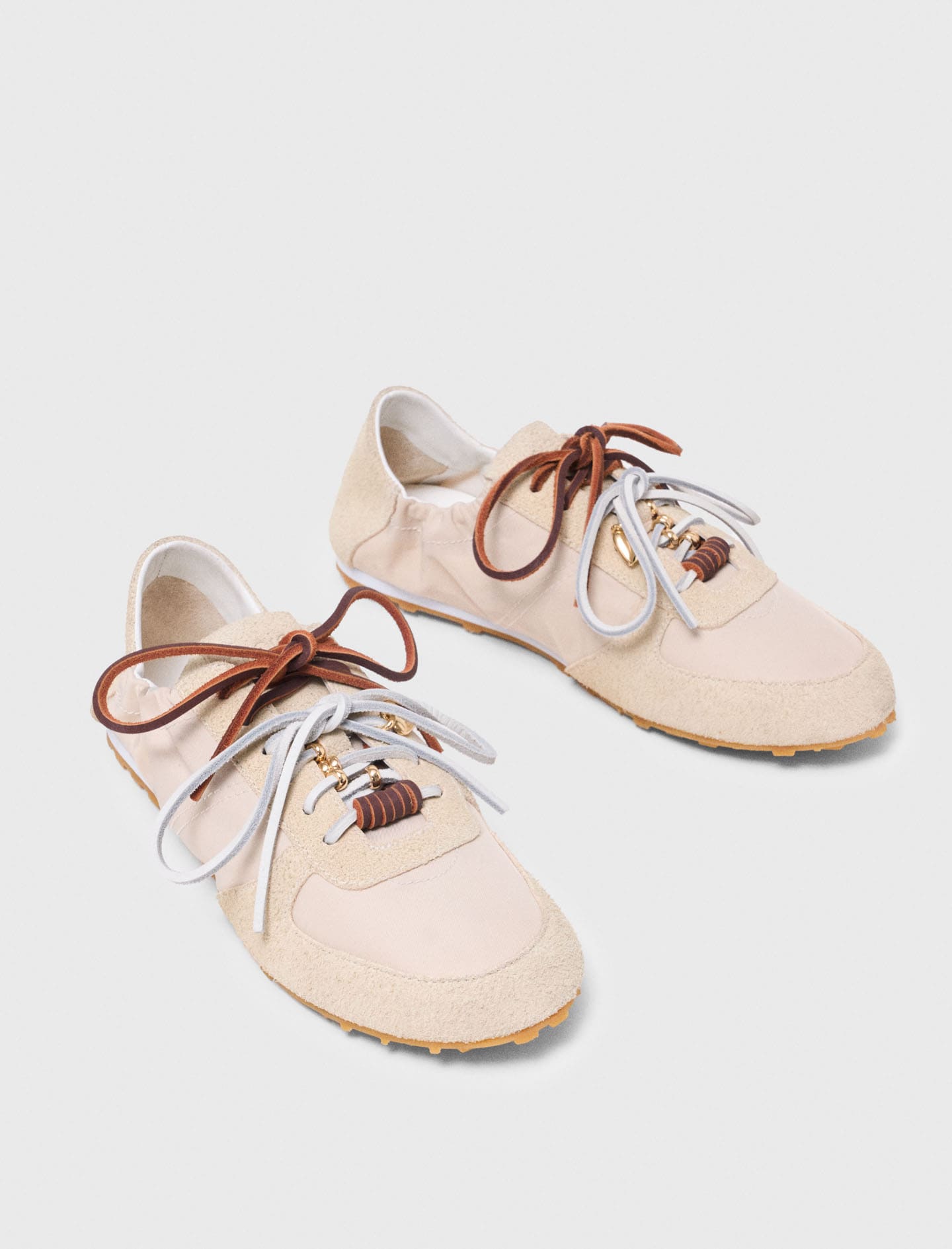 Multi-lace nylon sneakers