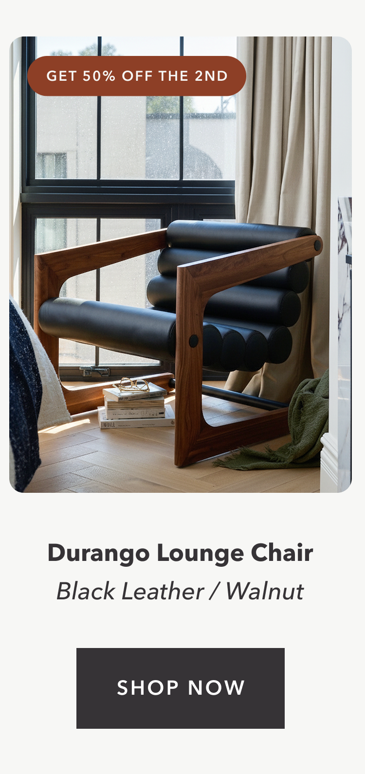 Durango Lounge Chair Black Leather / Walnut