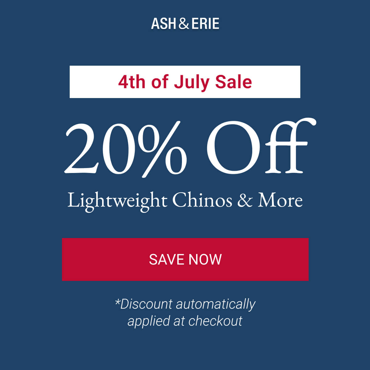 20% Off Lightweight Chinos & More