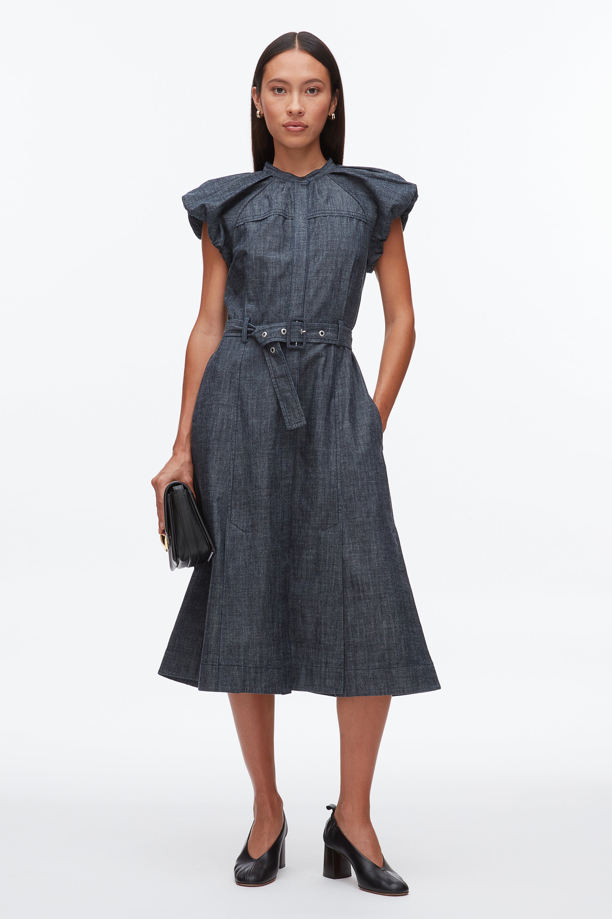 Image of Denim Puff Sleeve Dress