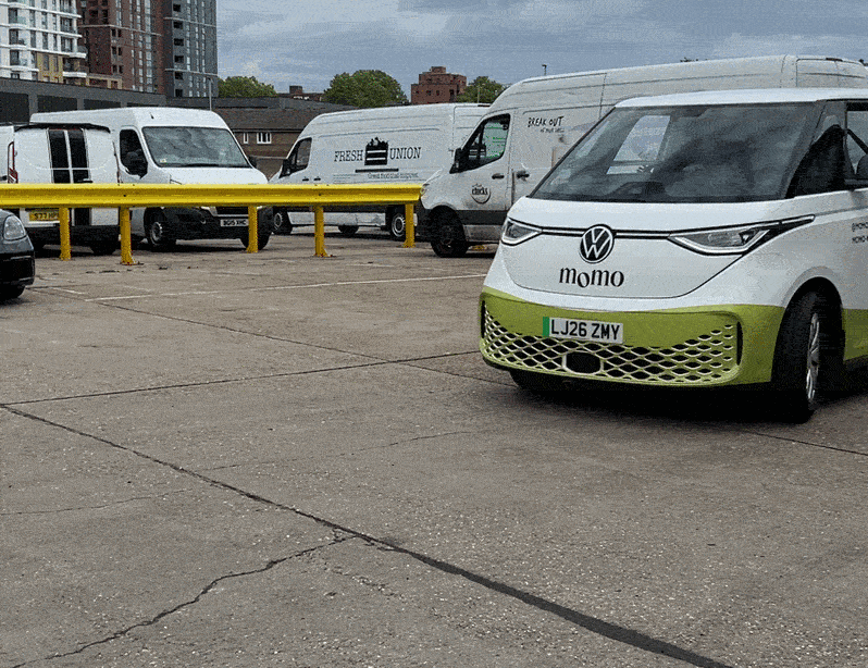 Ella in the new 100% electric MOMO van