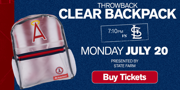 Throwback Clear Backpack, Presented by State Farm - Monday, July 20, 7:10pm vs. St. Louis Cardinals - Buy Tickets