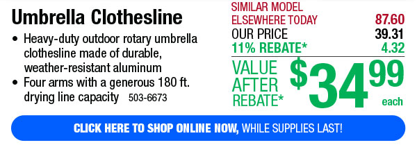 Umbrella Clothesline - Free Shipping To Store!