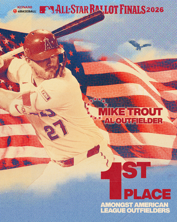 2026 KONAMI eBaseball™ MLB All-Star Ballot Finals. MIKE TROUT - AL Outfielder - 1st Place Amongst American League Outfielders