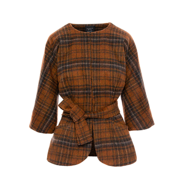 Check Wool Cape
