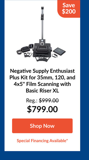 Negative Supply Enthusiast Plus Kit for 35mm, 120, and 4x5inches Film Scanning with Basic Riser XL