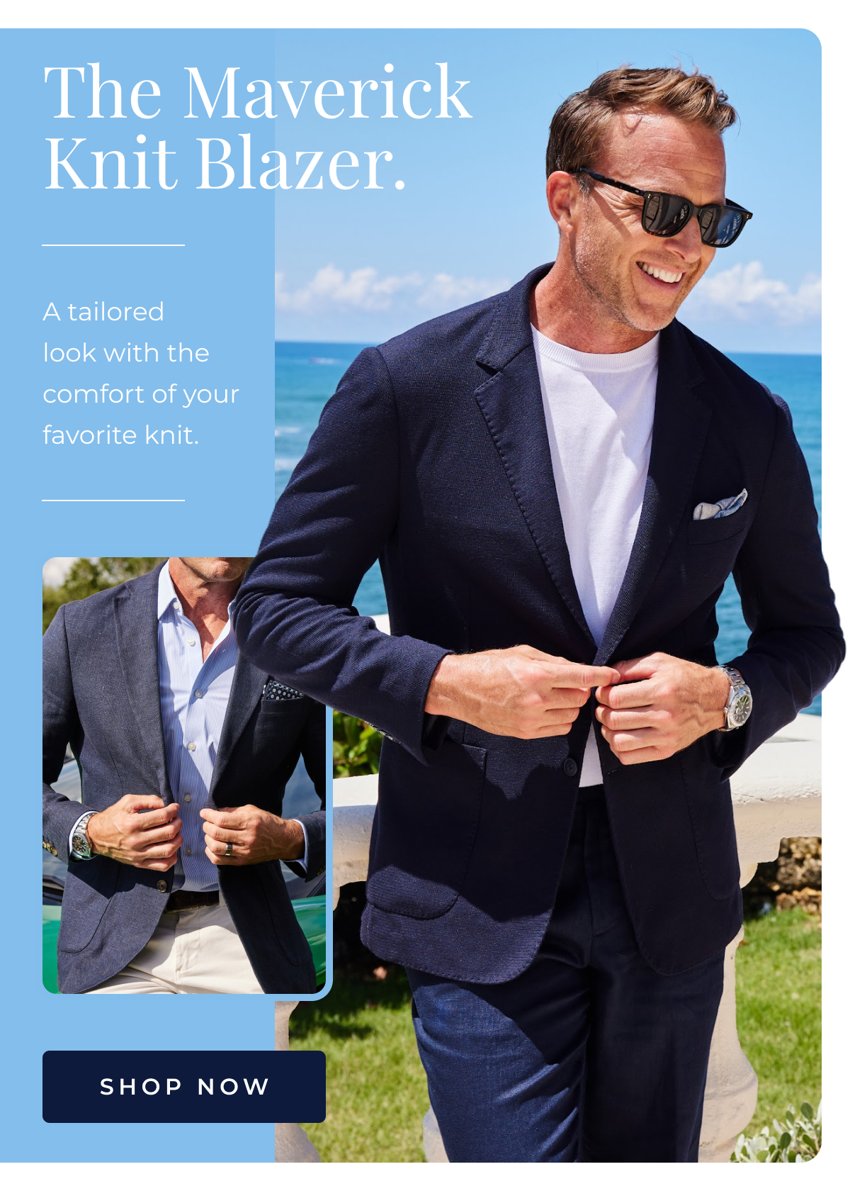 The Maverick Knit Blazer. Soft enough to wear all day. Sharp enough to mean it. shop now
