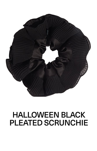 Halloween Black Pleated Scrunchie  Regular price