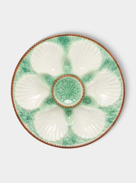 1950s Ceramic Oyster Plates – 9.5in/24cm (Set of 10)