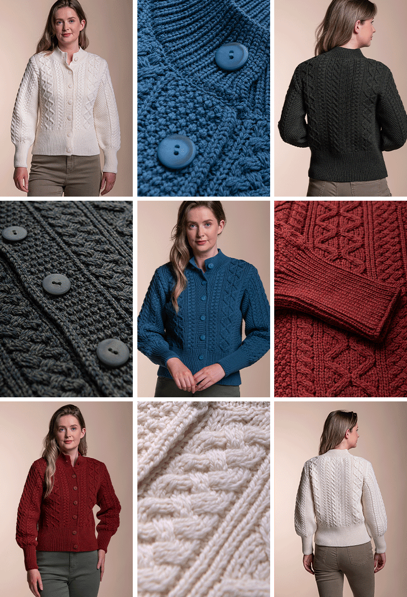 Women's Merino Wool Aran Cable Cardigan