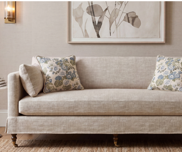 Shop Madeline Straw Performance Skirted Sofa