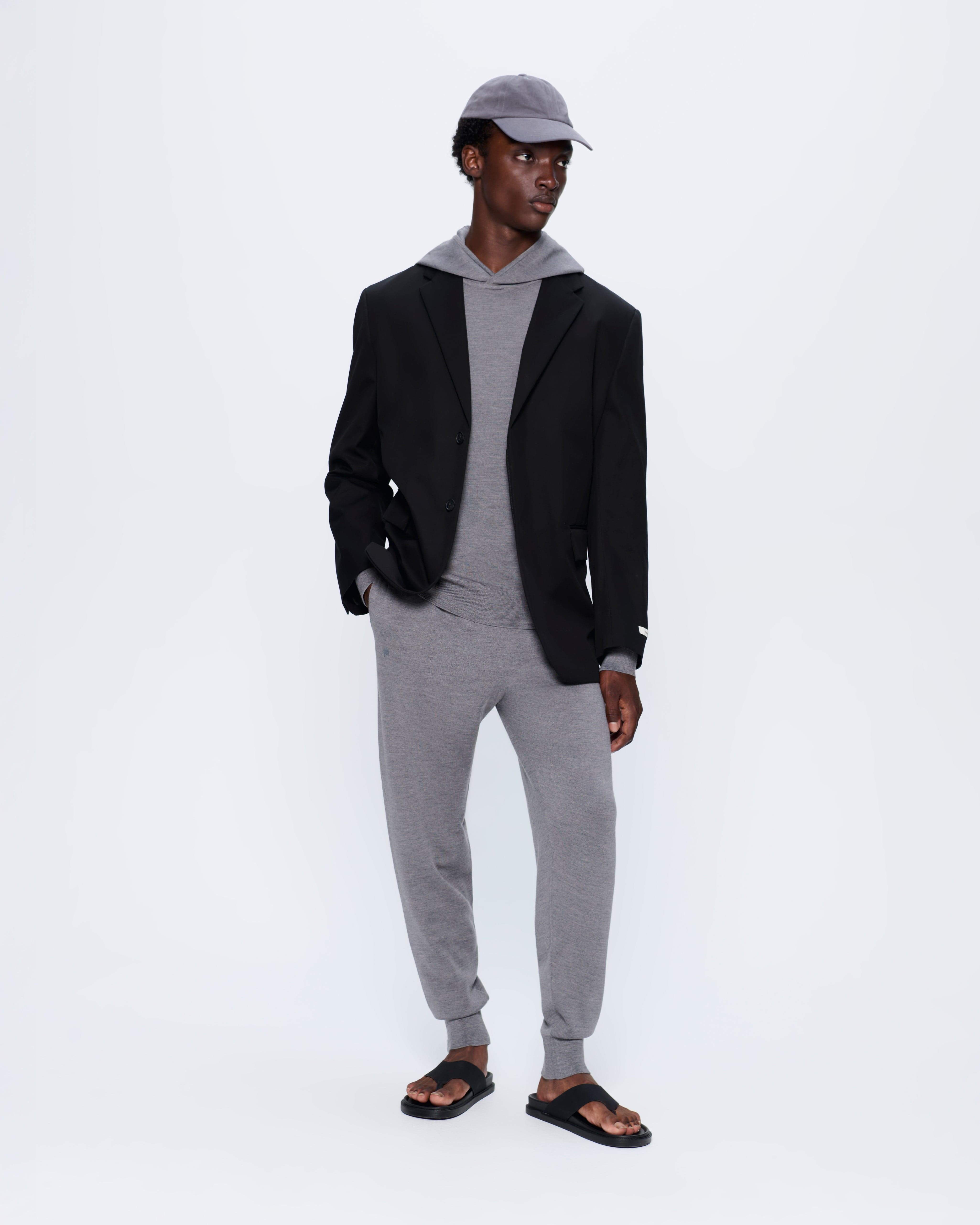 Image of Mens Regenerative Merino Wool Track Pants—grey marl