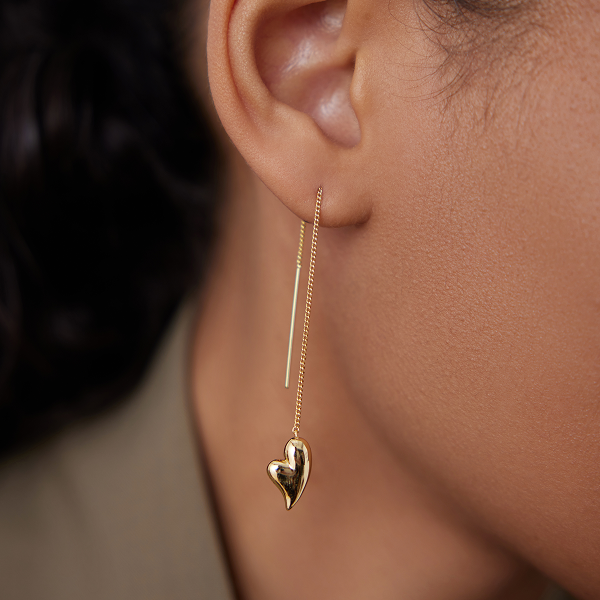 JB - Puffy Heart Threader Earrings