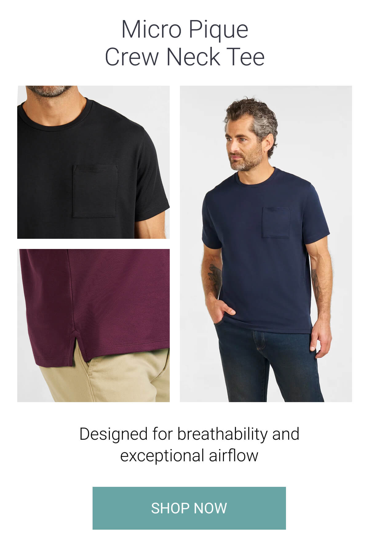 Micro Pique Crew Neck Tee